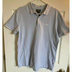 H&M Light Blue Men's Polo Collar with Stripes Short Sleeve Shirt Size L